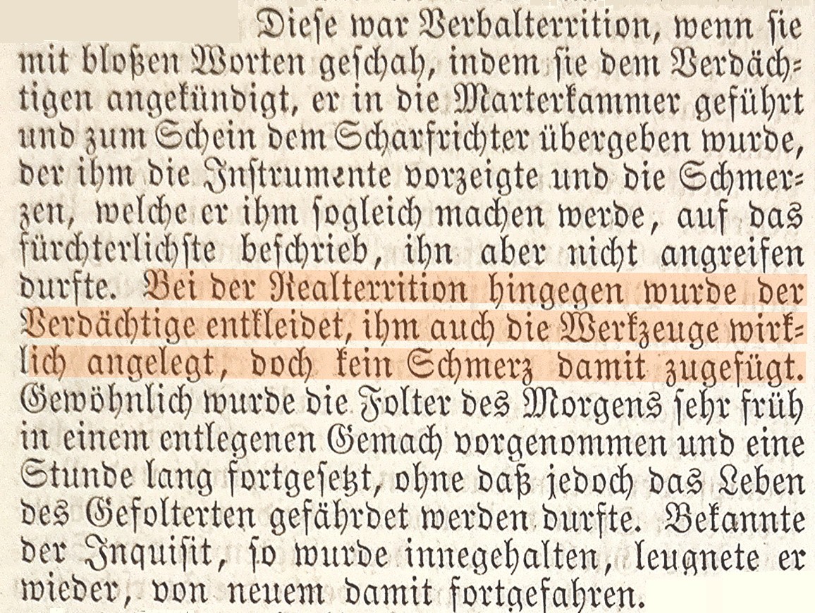 Torture, Verbal- et Réalterrition, Brockhaus-Enzyklopädie Tortur, Verbal- und Realterrition, Brockhaus-Enzyklopädie